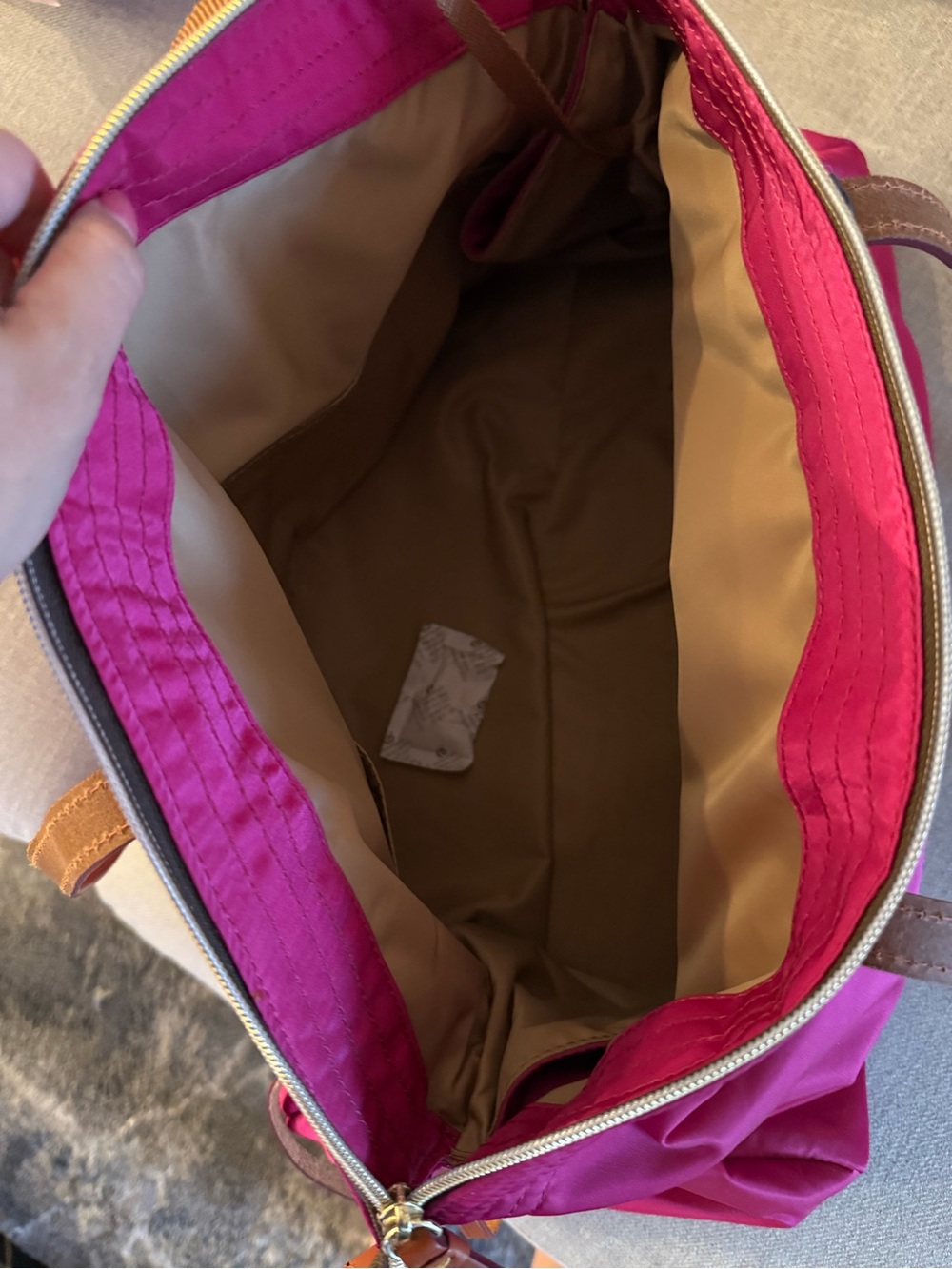 Dooney & Burke Hot Pink Large Duffle Tote with Brown Leather Trim - NWT - Picture 7 of 9